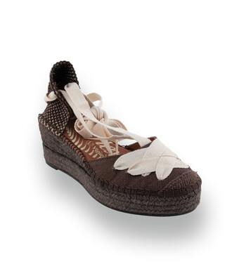 Viguera -Keilespadrilles in brauner Leinenoptik mit hellen B&auml;ndern