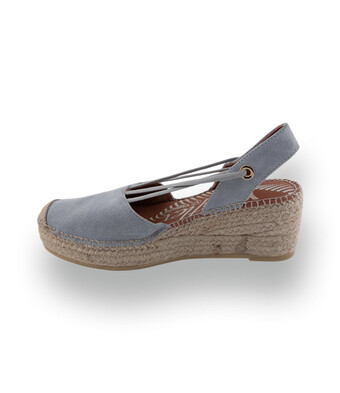 Viguera - Bequeme Velours-Espadrilles mit Vierfach-Gummibänder in Hellblau