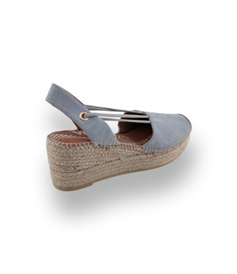 Viguera - Bequeme Velours-Espadrilles mit Vierfach-Gummibänder in Hellblau