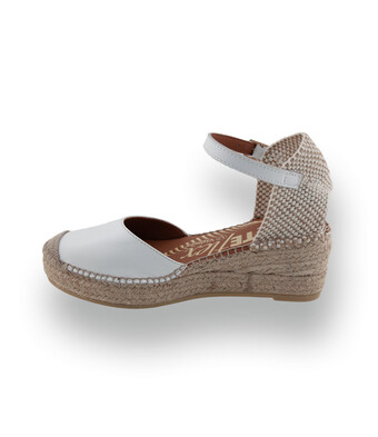 Viguer - Klassische Glattleder-Espadrilles mit Keilabsatz in Weiß