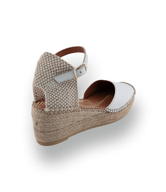 Viguer - Klassische Glattleder-Espadrilles mit Keilabsatz in Weiß