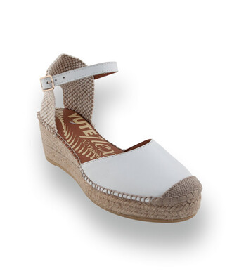 Viguer - Klassische Glattleder-Espadrilles mit Keilabsatz in Weiß