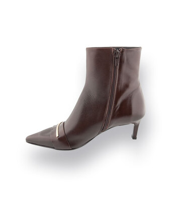 Zinda Stiefelette in braun Glattleder mit goldfarbener Spange