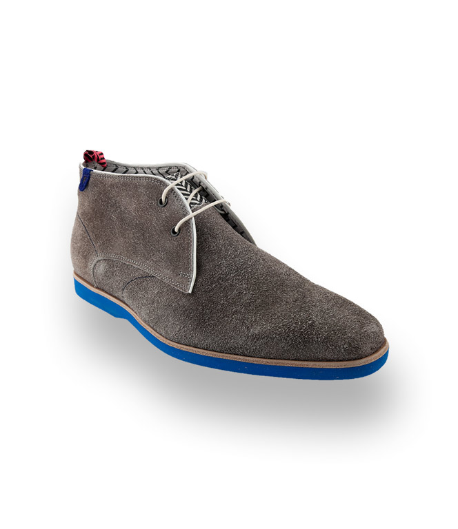 Floris Van Bommel Desertboots Grau Velours Mit Blauer Sohle Schuhwahnsinn De