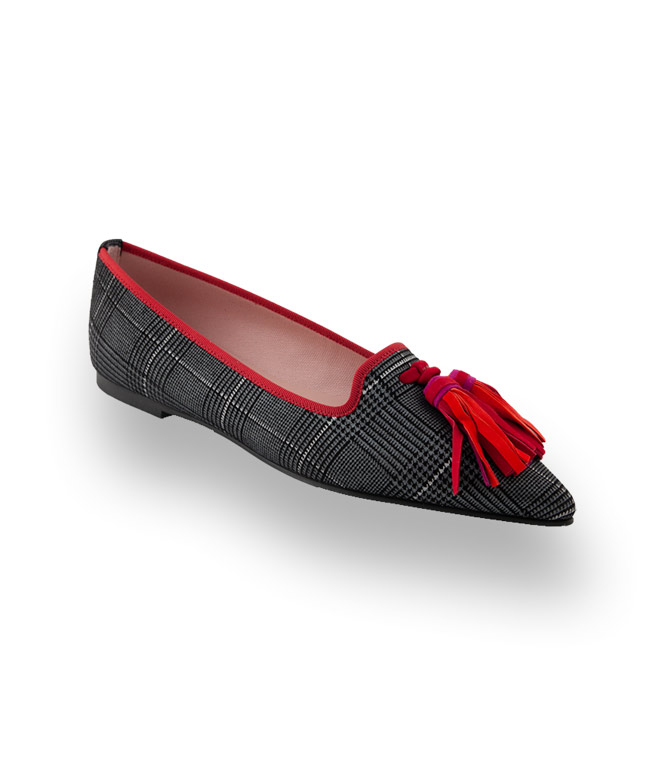 Pretty Ballerinas Loafer in schwarz grau Karo mit bunten Pretty Ballerinas Loafer in schwarz grau Karo mit bunten