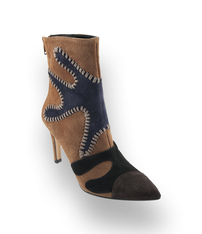 Rebeca Sanver Stiefelette Patchwork brauntöne | Schuhwahnsinn.de
