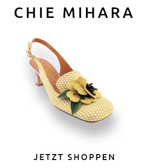 Chie Mihara Sekai Slingback Pumps gelb wei&szlig; gepunktet mit Blumenapplikation und Absatz f&uuml;r Damen