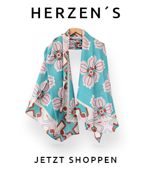 Pastellfarbener Damen-Schal von HERZEN&rsquo;S mit floralem Muster in T&uuml;rkis und Ros&eacute;